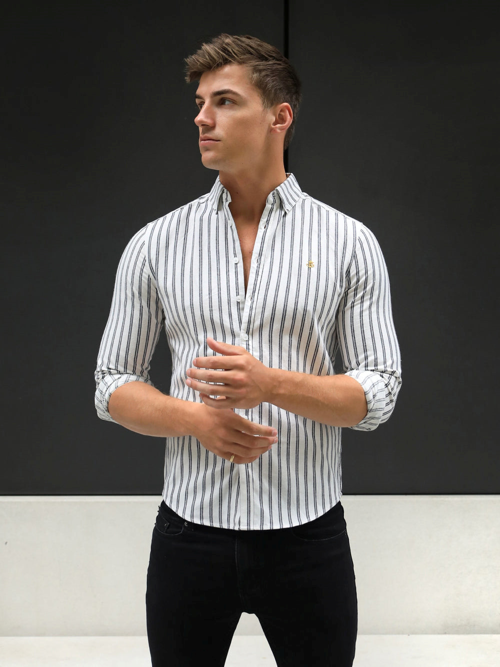 White Blakely Savona Stripe Shirt | CRF413026